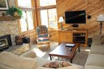 Mammoth Condo Rental Wildflower 48- Living Room with large flat screen TV